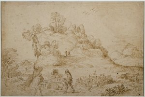 Krajobraz i postacie autorstwa Annibale Carracci