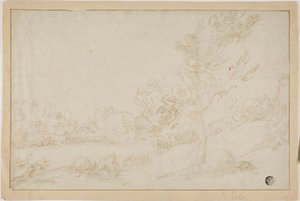 Krajobraz z brzegiem rzeki autorstwa Annibale Carracci