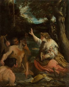 Latona i licyjscy chłopi Latona w ochronie swoich dzieci, 1585. autorstwa Annibale Carracci