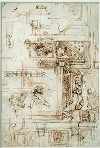 Projekt dla galerii Farnese. Rysunek Annibala Carracci Dit Carrache (1560-1609) autorstwa Annibale Carracci