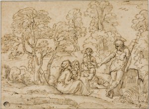 Święty Jan Chrzciciel głosi kazania autorstwa Annibale Carracci