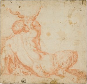 Satyr i Koza autorstwa Annibale Carracci