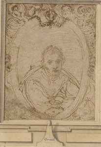 Autoportret, ok.1580 (pióro i brązowy tusz na papierze) autorstwa Annibale Carracci