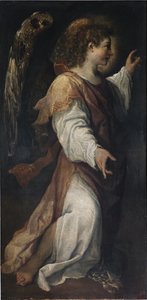 Anioł Zwiastowania, detal (olej na płótnie, ok. 1587) autorstwa Annibale Carracci