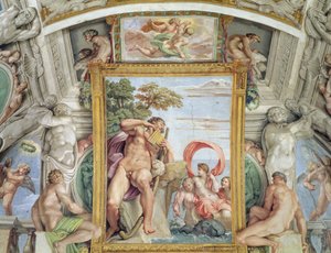 Szczegół Galleria Carracci Carracci Hall przedstawiający Polifema i Galateę, fresk z lat 1597-1604 autorstwa Annibale Carracci