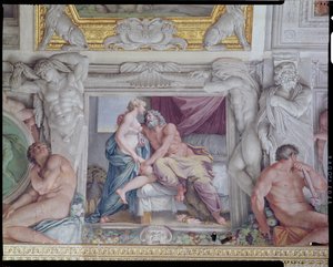 Galeria di Carracci Carracci Hall detal Jowisza i Junony, fresk z lat 1597-1604 autorstwa Annibale Carracci