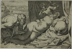 Wenus i Satyra autorstwa Annibale Carracci