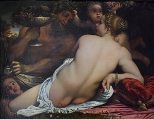 Wenus, dwóch satyrów i Kupidyn autorstwa Annibale Carracci