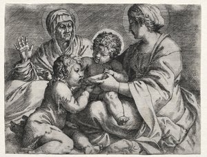 Dziewica z miską autorstwa Annibale Carracci