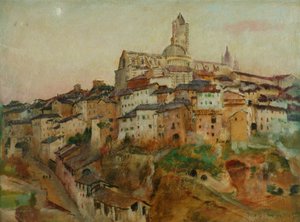 Miasto Siena (olej na płótnie)