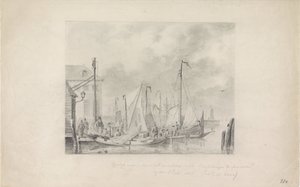 Przybycie uchodźców do Amsterdamu przed powodzią, 1825 autorstwa Anonymous