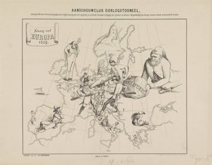Wizualna scena wojenna / Mapa Europy w 1859 (tytuł na obiekcie) autorstwa Anonymous