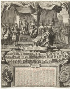 Alegoria pokoju z Anglią w 1674 roku i almanach na rok 1675 Vereenichde Nederlantsche danckbaerheyt, aen Carolus II. Coninck van Hisp. itd. o zawarciu pokoju z Karolem II. Coninck z Wielkiej Brytanii i Przywrócenie autorstwa Anonymous