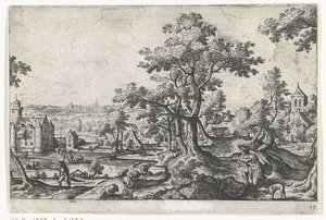 Apollo zabija Coronisa Pejzaże ze scenami mitologicznymi i biblijnymi (tytuł serii) autorstwa Anonymous