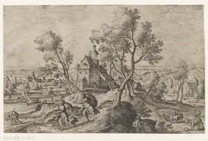 Apollo prześladuje Daphne Pejzaże ze scenami mitologicznymi i biblijnymi (tytuł serii) autorstwa Anonymous