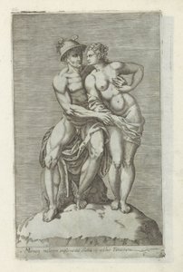 Beeldengroep spotkał Mercurius en een godin Statua Merkurego obejmującego kobietę w pałacu Farnezyjczyków (tytuł na obiekcie) Rzeźby antyczne w Rzymie (tytuł serii) Ikony starożytnych posągów miasta Rzymu, które można zobaczyć w miejscach publicznych (tytu autorstwa Anonymous