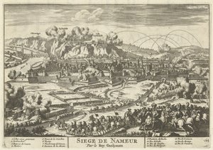 Beleg van Namen drzwi koning Willem III, 1695 Siege de Nameur Roy Guiljaum (tytuł na obiekcie) Siły Europy, Azji, Afryki i Ameryki (...) Jak również mapy Wybrzeży Francji i Hiszpanii (tytuł serii na obiekcie) autorstwa Anonymous
