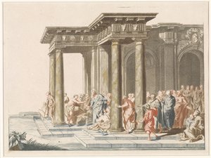 Chrystus uzdrawia sparaliżowanego mężczyznę w sadzawce Bethesda autorstwa Anonymous