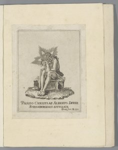 Chrystus na zimnym kamieniu Mała Pasja (tytuł serii) Passio Christi Ab Alberto Durer Nurenburgensi Effigiata (tytuł serii na obiekcie) autorstwa Anonymous