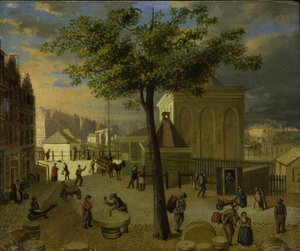 Slijpsteenmarkt z budynkiem „Het Zeerecht” w Amsterdamie autorstwa Anonymous