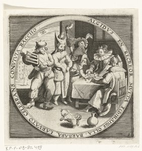 W dniu lutowym, Vastenavond, ok. godz. 1600 De twaalf maanden van het jaar verbeeld in scènes uit het volksleven (tytuł serii) Schematy 12 miesięcy z ich operacjami i ich zastosowaniem do znaków zodiaku, podzielone na cztery części roku (tytuł serii na obi autorstwa Anonymous