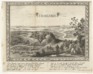 Nowa forteca Charleroi, 1666 Caerte figuratywna nowego miasta Karola Roija (...) (tytuł na obiekcie) Plant de la nouelle twierdza de Charle Roij (...) (tytuł na obiekcie) autorstwa Anonymous
