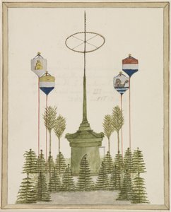 Dekoracja wokół Pompy na Grote Markt w Middelburgu po przybyciu do tego miasta Jego Królewskiej Mości Króla Willema III w dniu 21 maja 1862 r. (tytuł na obiekcie) autorstwa Anonymous