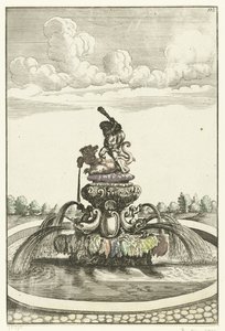 Fontein spotkał Herkulesa w Ladon Architektura Curiosa Nova (tytuł serii) autorstwa Anonymous