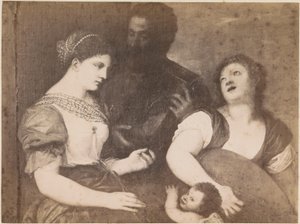 Reprodukcja fotograficzna obrazu Alegoria miłości według Tycjana Alegoria Tycjana (tytuł na obiekcie) Kaiserl. Konigl. Galeria w Wiedniu (tytuł serii na obiekcie) autorstwa Anonymous