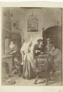 Reprodukcja fotograficzna obrazu Klatka dla papugi Jana Steen Muzeum Amsterdamu. La Cage du Perroquet - Jan Steen (tytuł na obiekcie) autorstwa Anonymous