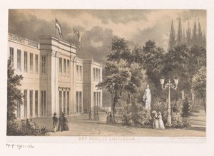 Widok na Parkzaal w parku Wertheimer Park w Amsterdamie 1852 (tytuł na obiekcie) autorstwa Anonymous