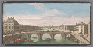Widok na Pont Royal nad Sekwaną w Paryżu, w kierunku Pont Neuf Vuë Privé de Paris, award du Pont Royal zdaniem vers le Pont Neuf (tytuł na obiekcie) autorstwa Anonymous