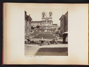 Widok na Schody Hiszpańskie, Piazza di Spagna i Trinità dei Monti w Rzymie, Włochy Treppe hiszpański. rom (tytuł na obiekcie) autorstwa Anonymous