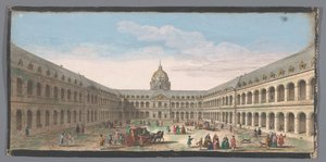 Widok na dziedziniec hotelu des Invalides w Paryżu Vüe ​​de la grande cour de l