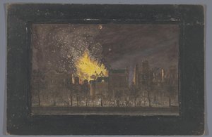 Widok pożaru w Schouwburgu w Amsterdamie w dniu 11 maja 1772 r. autorstwa Anonymous