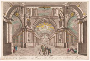 Widok na trzy galerie Pałacu Sztuki i Nauki w Rzymie Galerie Vue des trois, du Palais des Arts et des Sciences à Rome (tytuł obiektu) autorstwa Anonymous