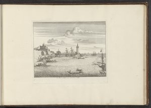 Widok na port z latarnią morską i pałacem w Neapolu Le Mole, le Cinosura, et le Castell Novo, à Naples (tytuł na obiekcie) Pałace i zabytki w Wenecji, Livorno, Neapolu i Rzymie (tytuł serii) autorstwa Anonymous