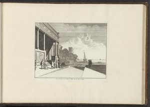 Widok na pałac nad brzegiem morza w Neapolu Veue de la Mer ou est Situé le Palais du Vice Roy à Naples (tytuł obiektu) Pałace i zabytki w Wenecji, Livorno, Neapolu i Rzymie (tytuł serii) autorstwa Anonymous