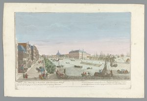 Gezicht op het Admiraliteitsmagazijn te Amsterdam Widok Admiralicji w Amsterdamie, należących do niej magazynów, nabrzeży i doków oraz Holenderskiej Kompanii Wschodnioindyjskiej (tytuł na obiekcie) autorstwa Anonymous