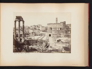 Widok na Forum Romanum ze świątynią Kastora i Polluksa w Rzymie, Włochy Forum Romano. Roma (tytuł na obiekcie) autorstwa Anonymous