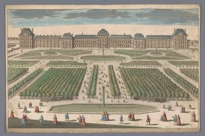 Widok na Palais des Tuileries w Paryżu widziany z Jardin des Tuileries autorstwa Anonymous