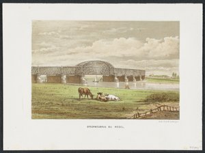 Most kolejowy Hedelse nad Mozą, 1870 Most kolejowy w Hedel (tytuł na obiekcie) Główne mosty kolejowe w Holandii (tytuł serii) autorstwa Anonymous