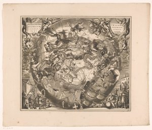 Mapa nieba z południowymi konstelacjami Haemisphaerium scenographicum australe coeli stellati et terrae (tytuł na obiekcie) autorstwa Anonymous