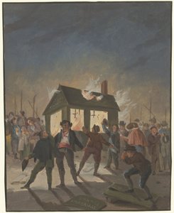 Spalenie komór celnych w Amsterdamie 15 listopada 1813 r. autorstwa Anonymous
