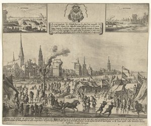 Rozrywka na lodzie na zamarzniętej Skaldzie w Antwerpii, 1684 Le vray poutraict, du Triomphe faict sur la glace demy navigable, de la riviere d