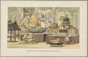 W budynku kolonii holenderskich na Wystawie Światowej w Amsterdamie, 1883 Departament Kolonii Holenderskich (tytuł na obiekcie) Pamięć Amsterdamu w 1883 roku (tytuł serii na obiekcie) autorstwa Anonymous