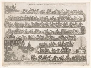 Wjazd do Rzymu królowej Szwecji Krystyny Ingresso Solenne in Roma della Maestra della Regina di Svezia ai 23 xbre 1655 (tytuł na obiekcie) autorstwa Anonymous