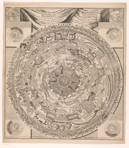 Mapa Ziemi i Kosmosu w ośmiu pierścieniach Nieuwe ende alderneerstighste wyróżnienie elementów, Antonius Saliba (...) / Veritable represenation des premieres matieres ou elements avec leurs Directions (...) (tytuł o przedmiocie) autorstwa Anonymous