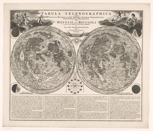 Kaart van de Maan Mapa selenograficzna z dokładnym opisem plam księżycowych (...) (tytuł na obiekcie) autorstwa Anonymous