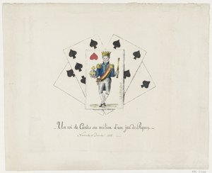 Koning Leopold I z hartenkoning, 1831-1832 Król kart na środku talii pik (tytuł na obiekcie) autorstwa Anonymous
